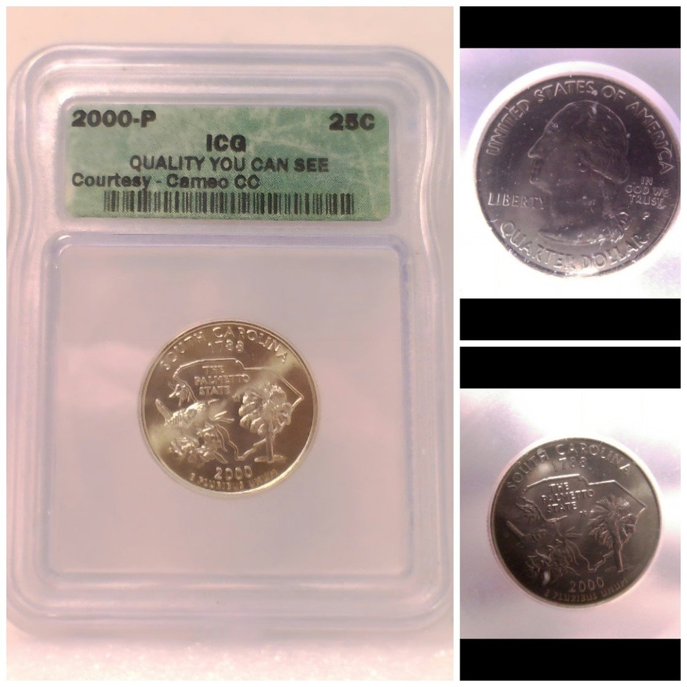 US MINT‎ Quarter Unisex 25C Silver Excellent 2000-P South Carolina ICG Slab